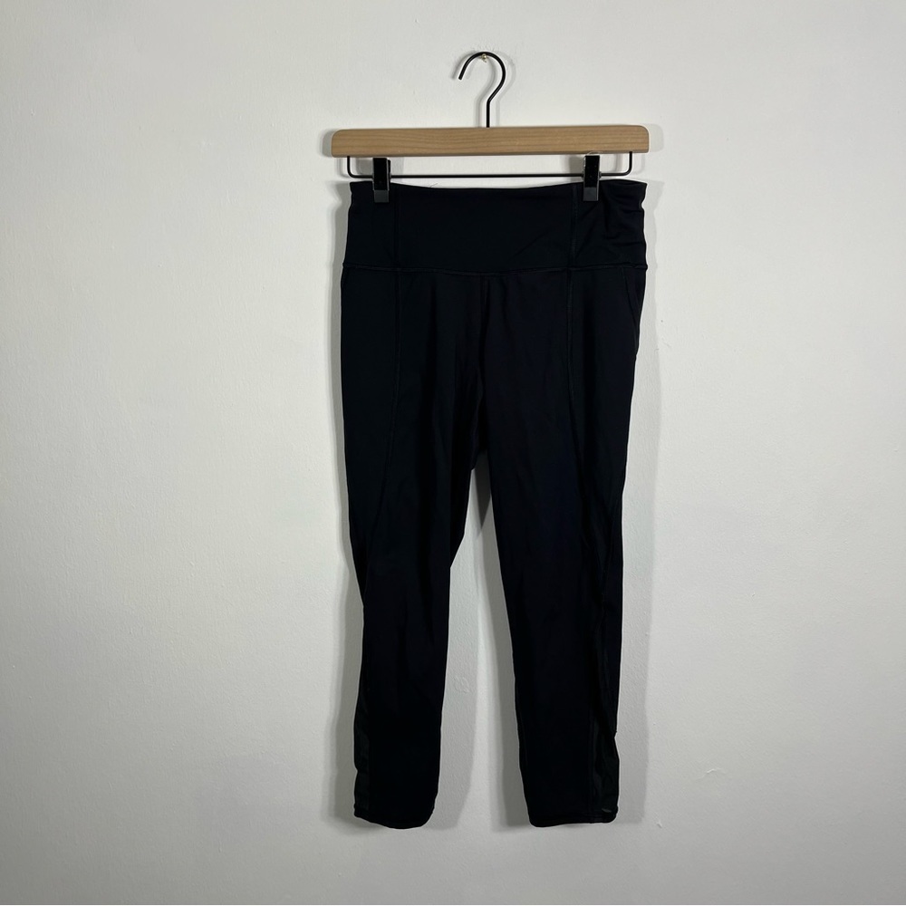 Athleta Lightning Capri Cropped Leggings Mesh Side Black Small - Picture 3 of 5